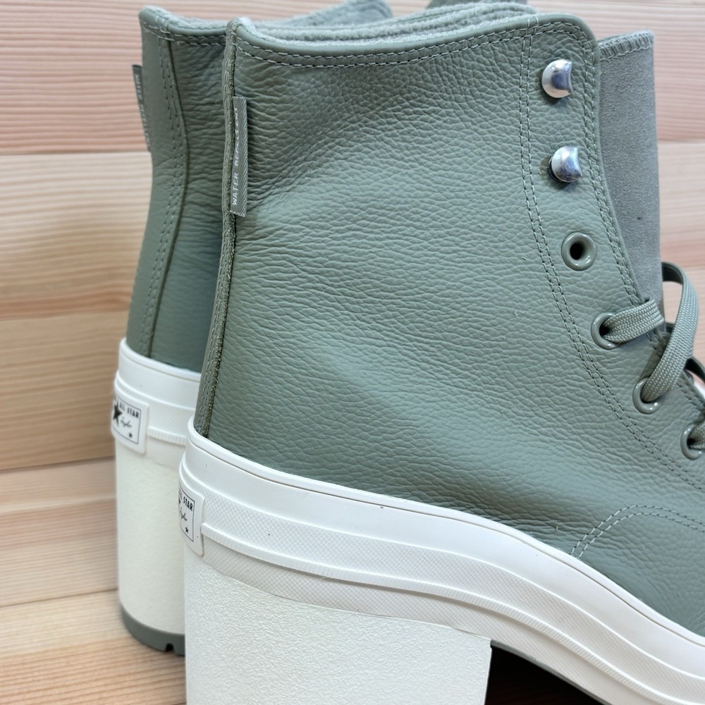 Converse Chuck 70 De Luxe Heel Hi Platform  A10378C Green Men 10 Woman 12 Leathe - Picture 5 of 12